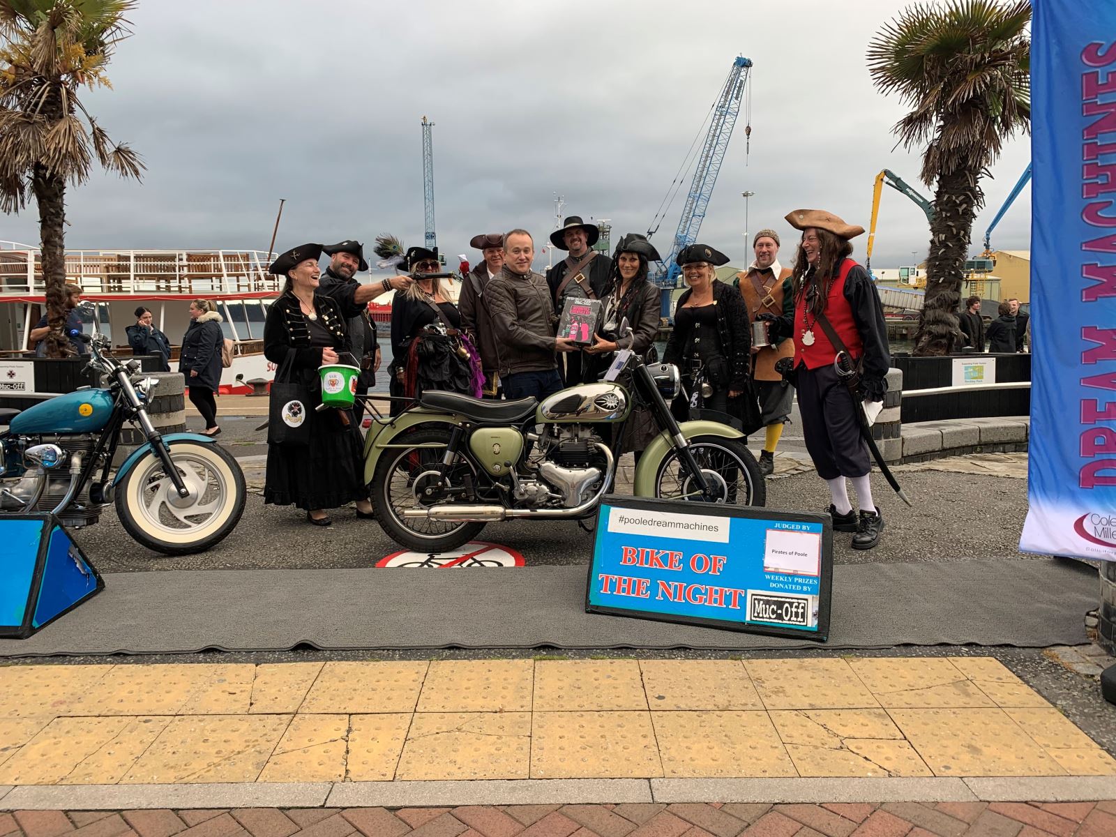 Winning Bike with Pirates around on Poole Quay